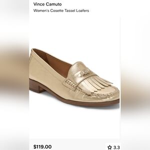Vince Camuto- Cosette Egyptian Gold Kiltie Leather Loafer